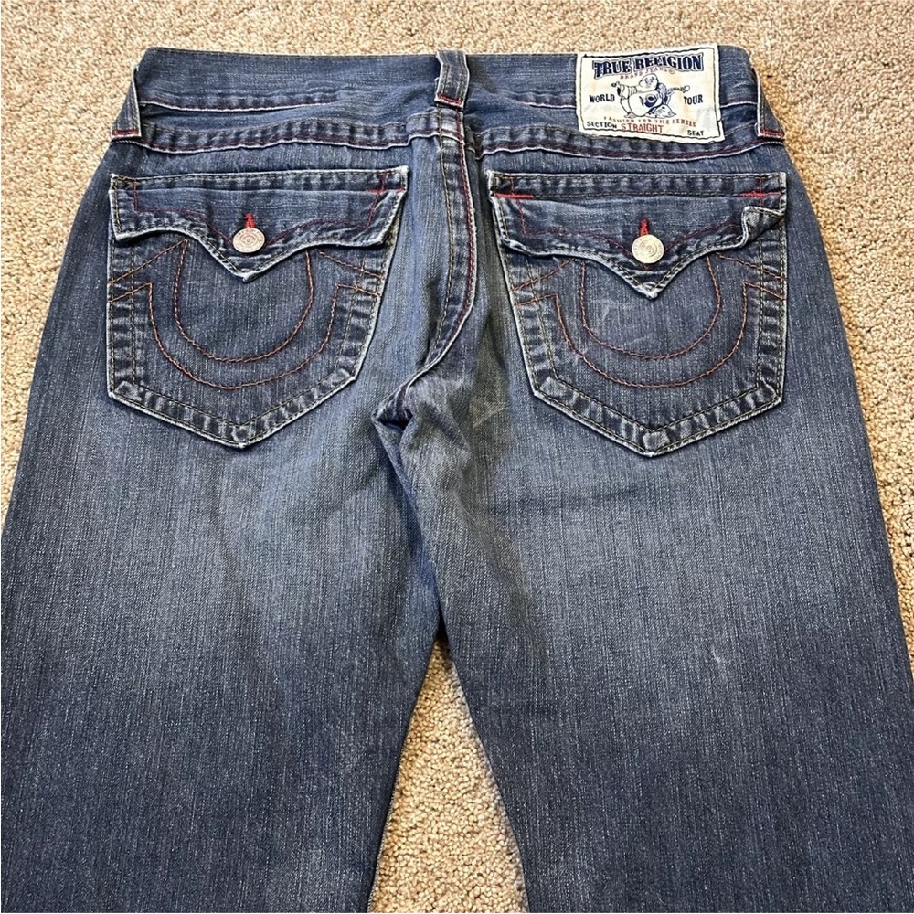 TRUE RELIGION Denim Jeans Blue Men's Size 32 #112790 Straight Leg Distressed EUC - Picture 9 of 16